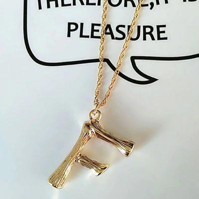 Bambus inspirierte Naturliebhaber Alphabet Halskette