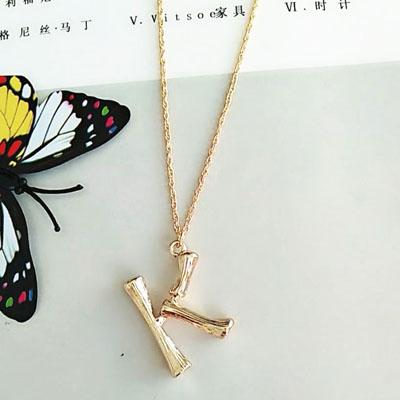 Bambus inspirierte Naturliebhaber Alphabet Halskette