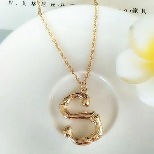 Bambus inspirierte Naturliebhaber Alphabet Halskette