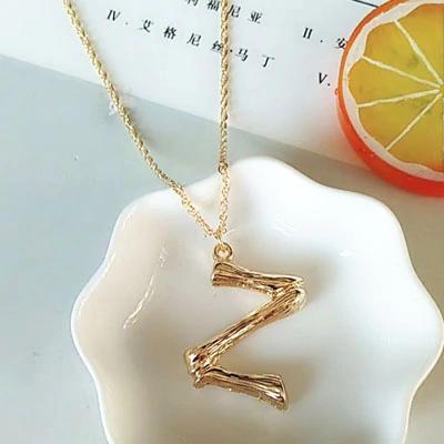 Bambus inspirierte Naturliebhaber Alphabet Halskette