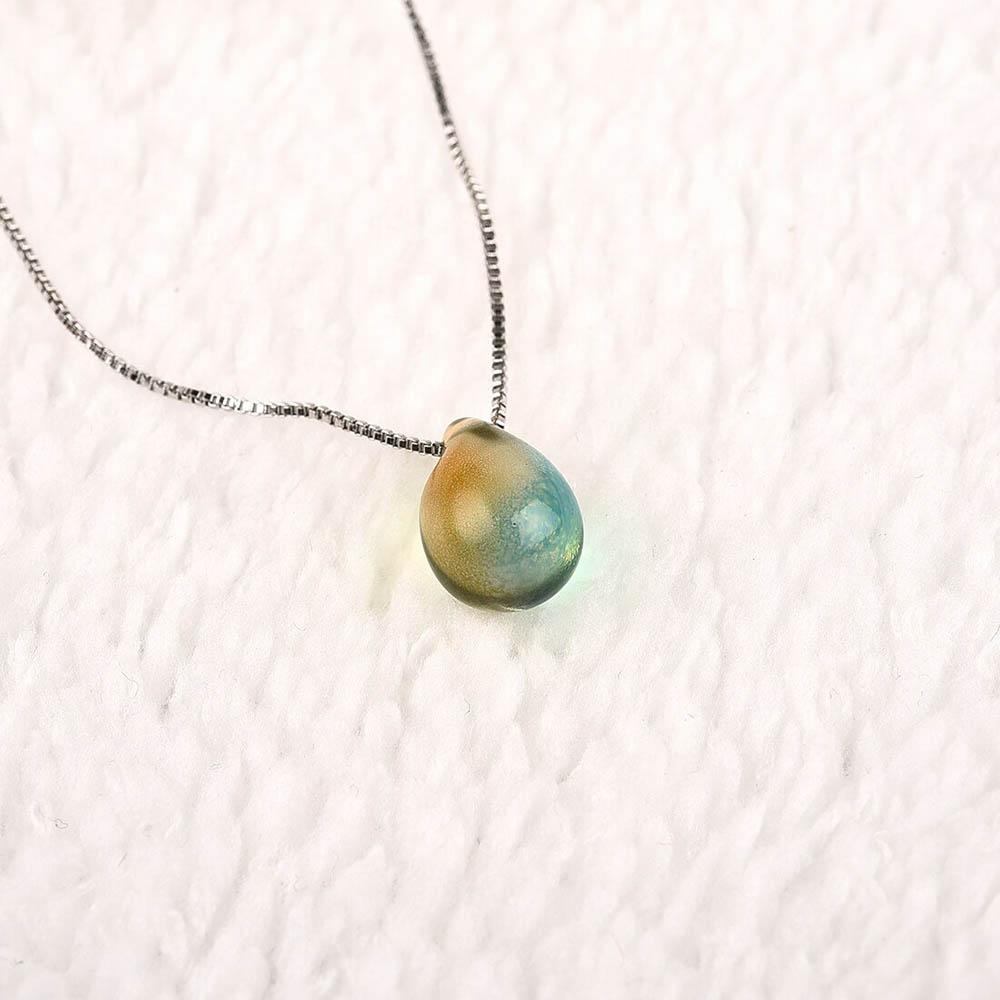 Strand, Ozean, Meer, Halskette mit Meerjungfrau, Tropfen-Glas-Anhänger