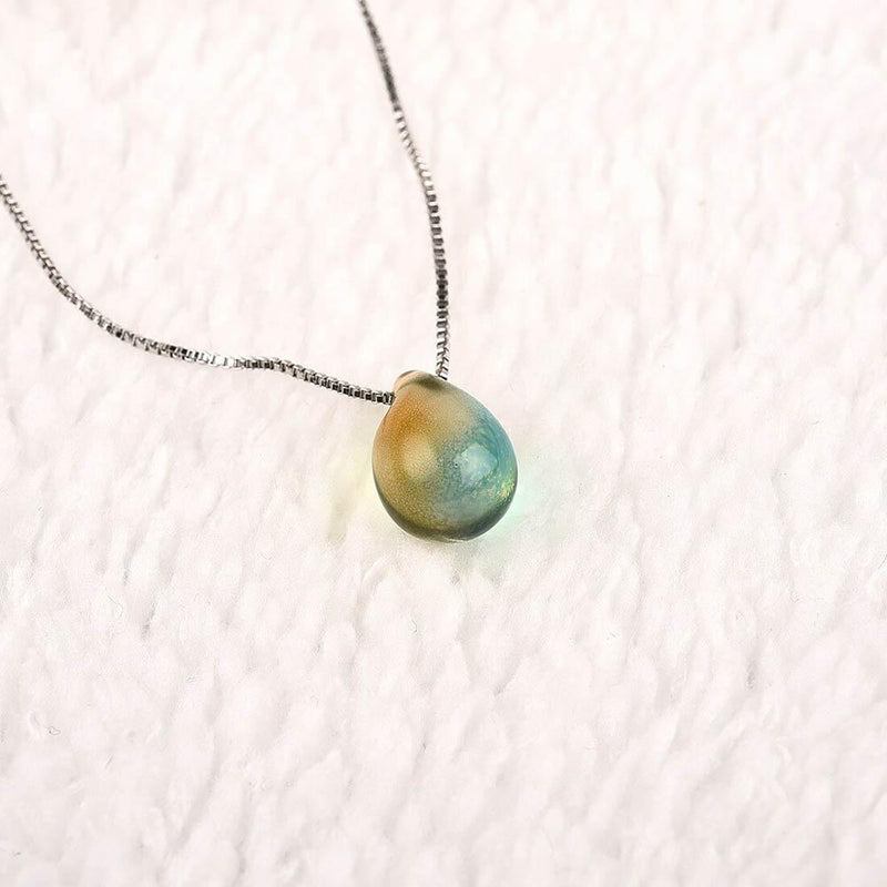 Strand, Ozean, Meer, Halskette mit Meerjungfrau, Tropfen-Glas-Anhänger