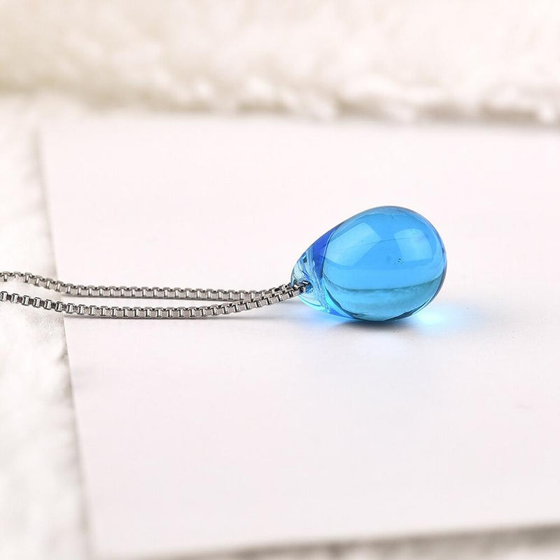 Strand, Ozean, Meer, Halskette mit Meerjungfrau, Tropfen-Glas-Anhänger