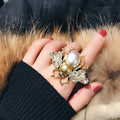 Verstellbare Ringe mit Perlen und Strasssteinen