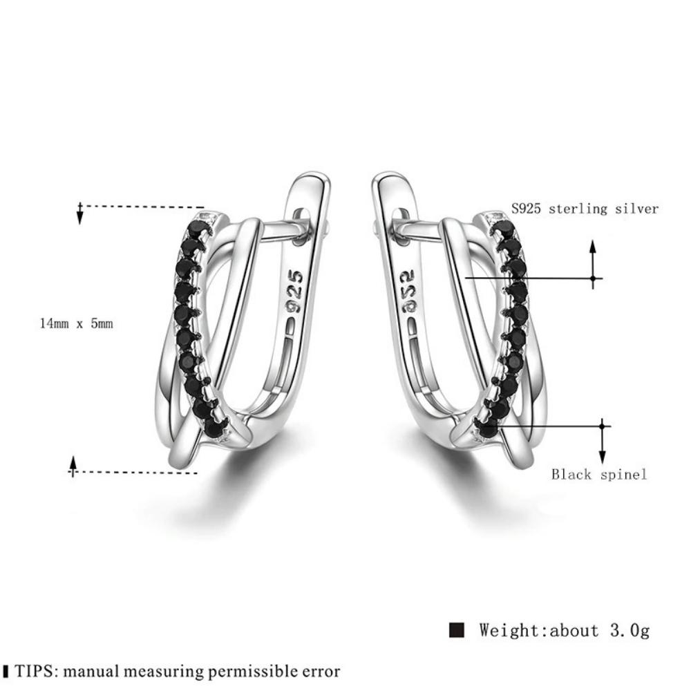 Kleine Creolen mit schwarzem Spinell und Strass