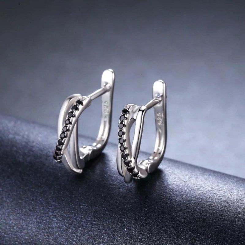 Kleine Creolen mit schwarzem Spinell und Strass