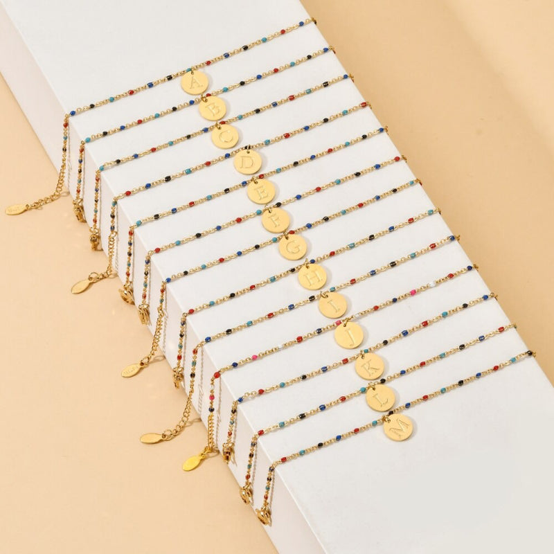 Bohemian Chic Bunte Perlen Personalisierte A-Z Initial Charm Armbänder