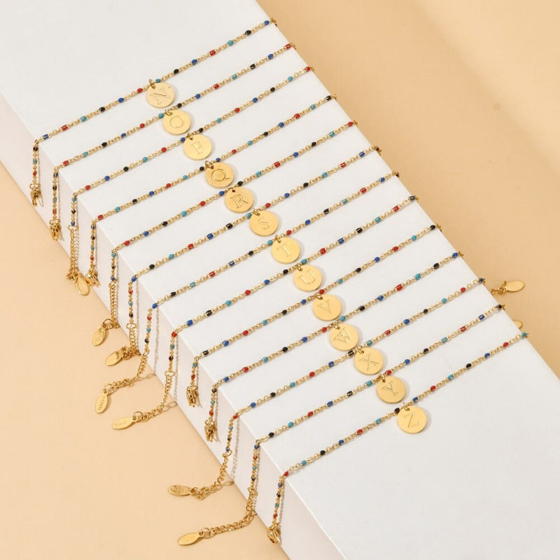 Bohemian Chic Bunte Perlen Personalisierte A-Z Initial Charm Armbänder