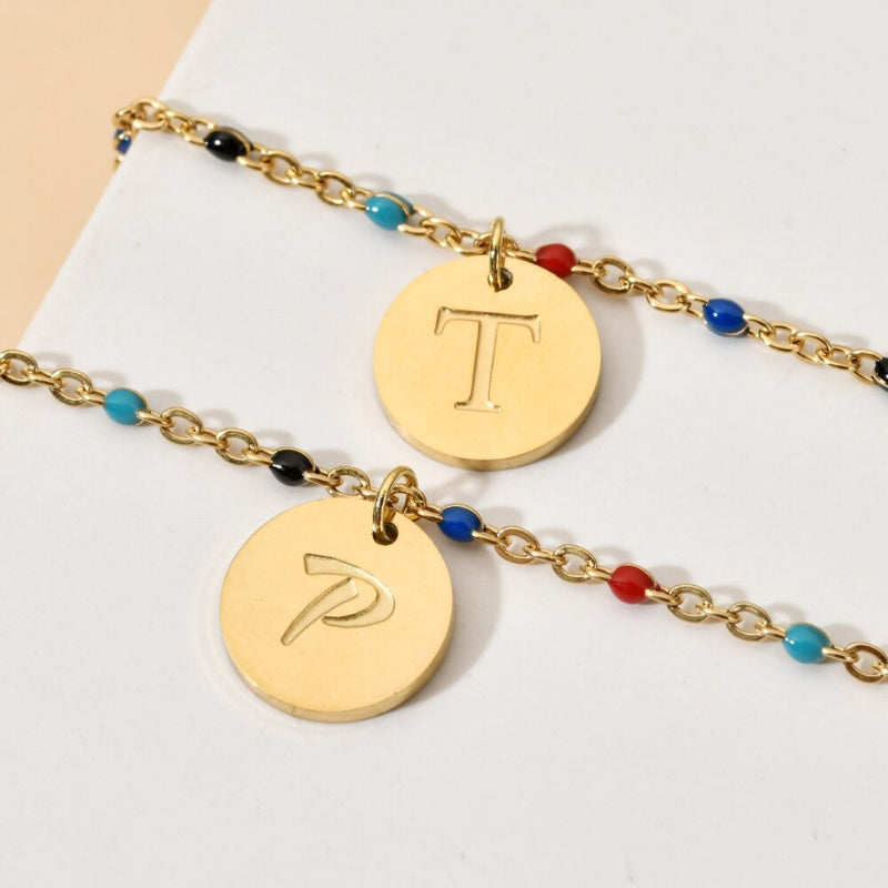Bohemian Chic Bunte Perlen Personalisierte A-Z Initial Charm Armbänder