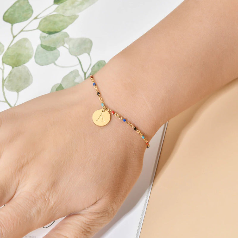 Bohemian Chic Bunte Perlen Personalisierte A-Z Initial Charm Armbänder