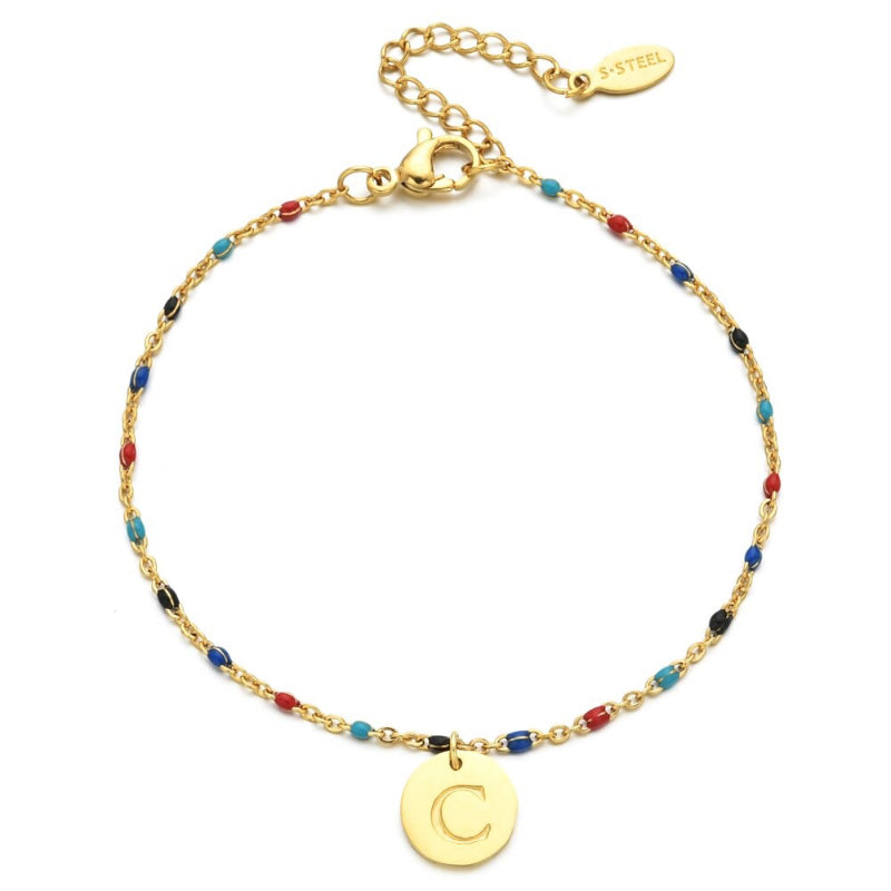 Bohemian Chic Bunte Perlen Personalisierte A-Z Initial Charm Armbänder