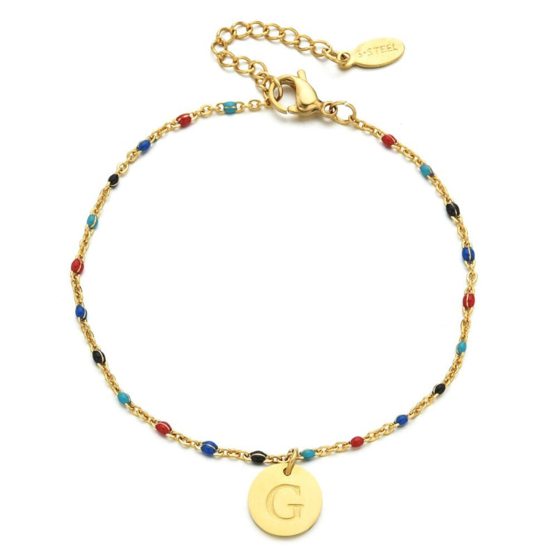 Bohemian Chic Bunte Perlen Personalisierte A-Z Initial Charm Armbänder