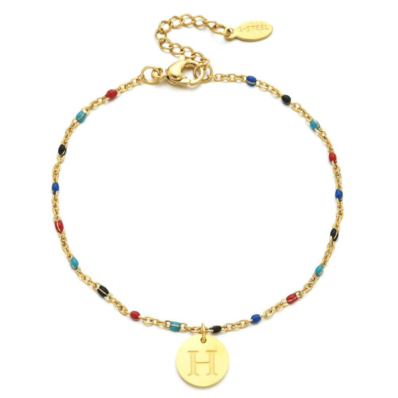 Bohemian Chic Bunte Perlen Personalisierte A-Z Initial Charm Armbänder