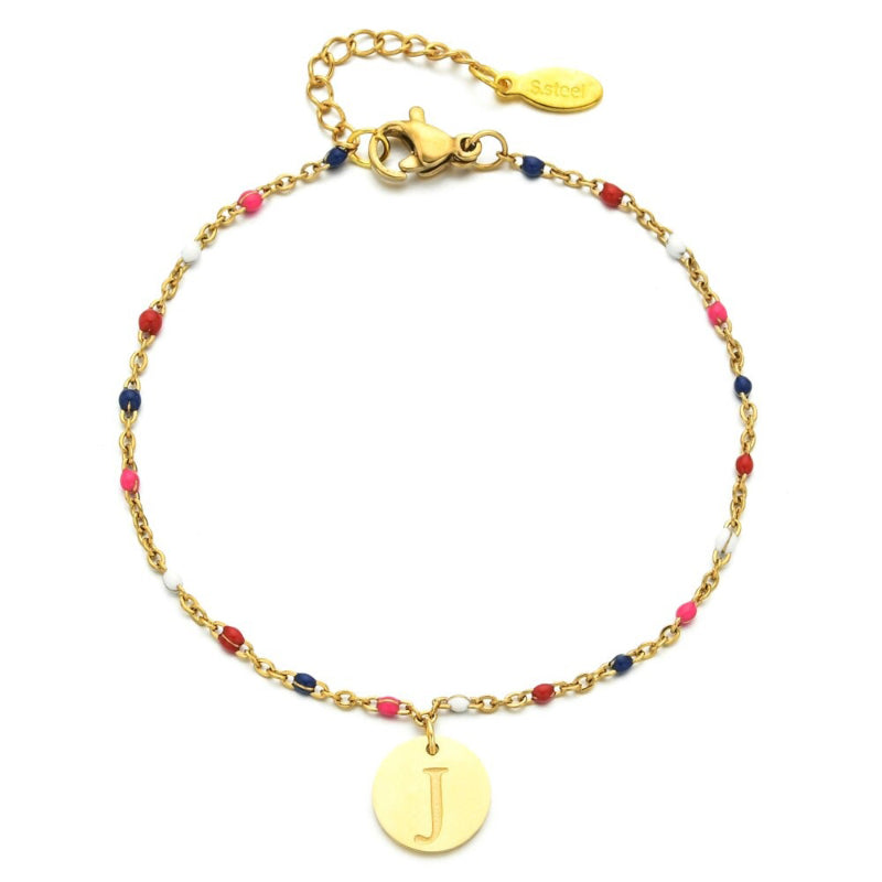 Bohemian Chic Bunte Perlen Personalisierte A-Z Initial Charm Armbänder