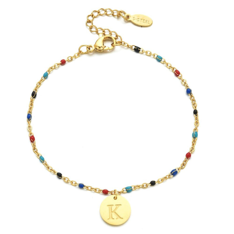 Bohemian Chic Bunte Perlen Personalisierte A-Z Initial Charm Armbänder