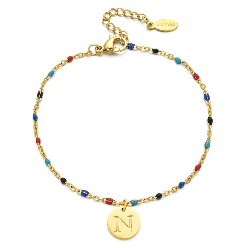 Bohemian Chic Bunte Perlen Personalisierte A-Z Initial Charm Armbänder