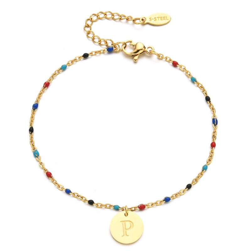 Bohemian Chic Bunte Perlen Personalisierte A-Z Initial Charm Armbänder