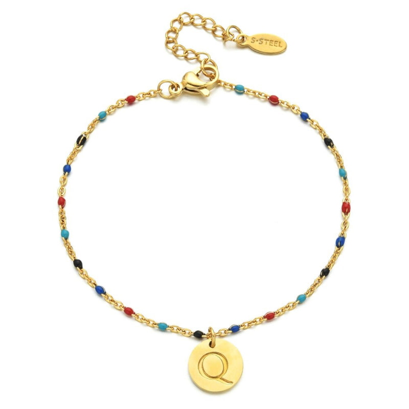 Bohemian Chic Bunte Perlen Personalisierte A-Z Initial Charm Armbänder