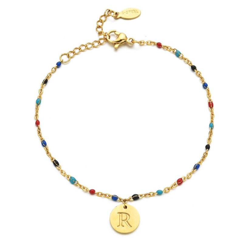 Bohemian Chic Bunte Perlen Personalisierte A-Z Initial Charm Armbänder