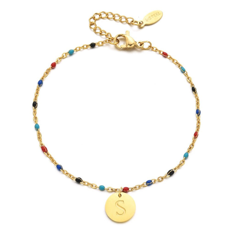 Bohemian Chic Bunte Perlen Personalisierte A-Z Initial Charm Armbänder
