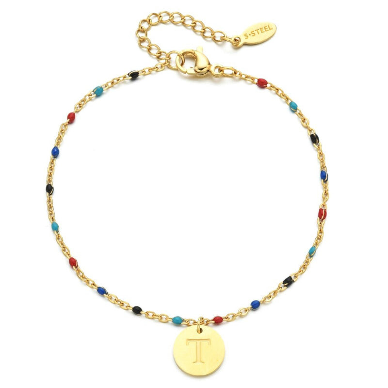 Bohemian Chic Bunte Perlen Personalisierte A-Z Initial Charm Armbänder