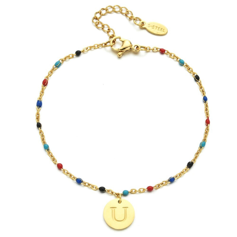 Bohemian Chic Bunte Perlen Personalisierte A-Z Initial Charm Armbänder