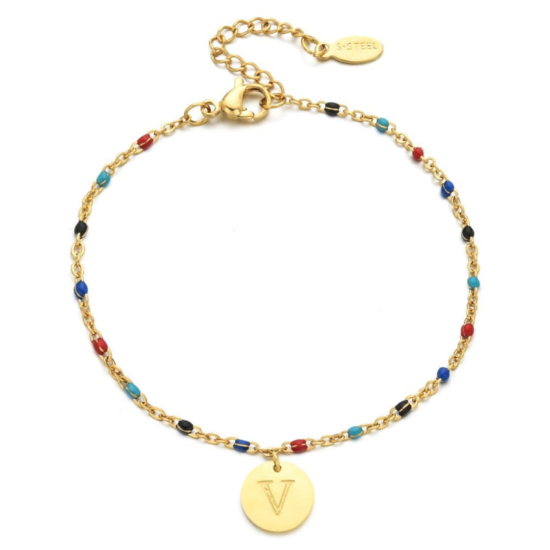 Bohemian Chic Bunte Perlen Personalisierte A-Z Initial Charm Armbänder