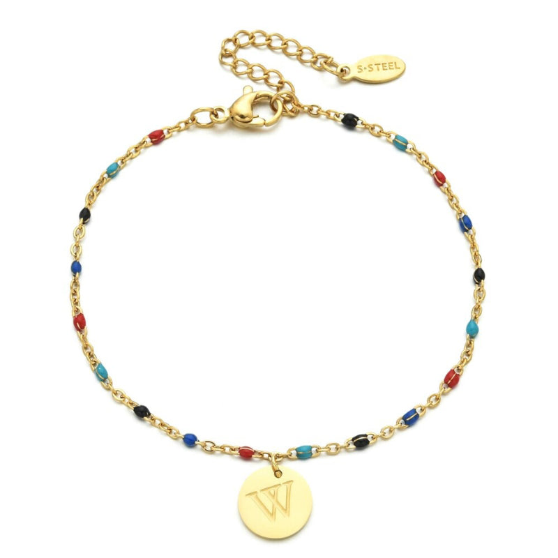 Bohemian Chic Bunte Perlen Personalisierte A-Z Initial Charm Armbänder