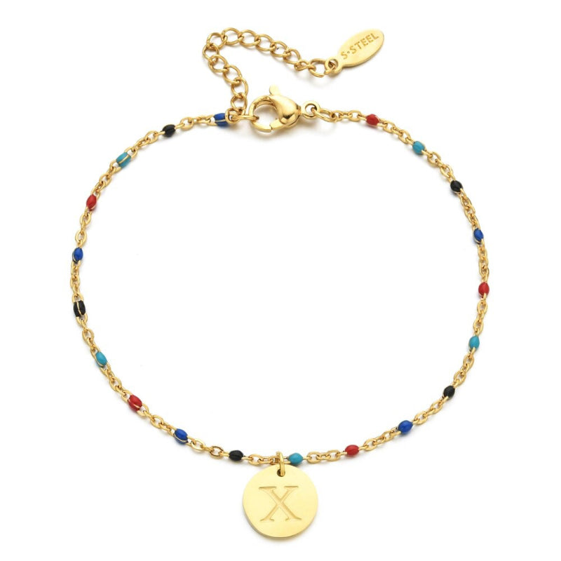 Bohemian Chic Bunte Perlen Personalisierte A-Z Initial Charm Armbänder