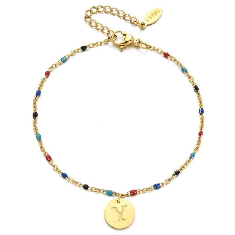Bohemian Chic Bunte Perlen Personalisierte A-Z Initial Charm Armbänder