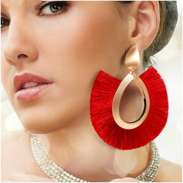 Bohemian Chic Fächerohrringe mit Quasten und Fransen