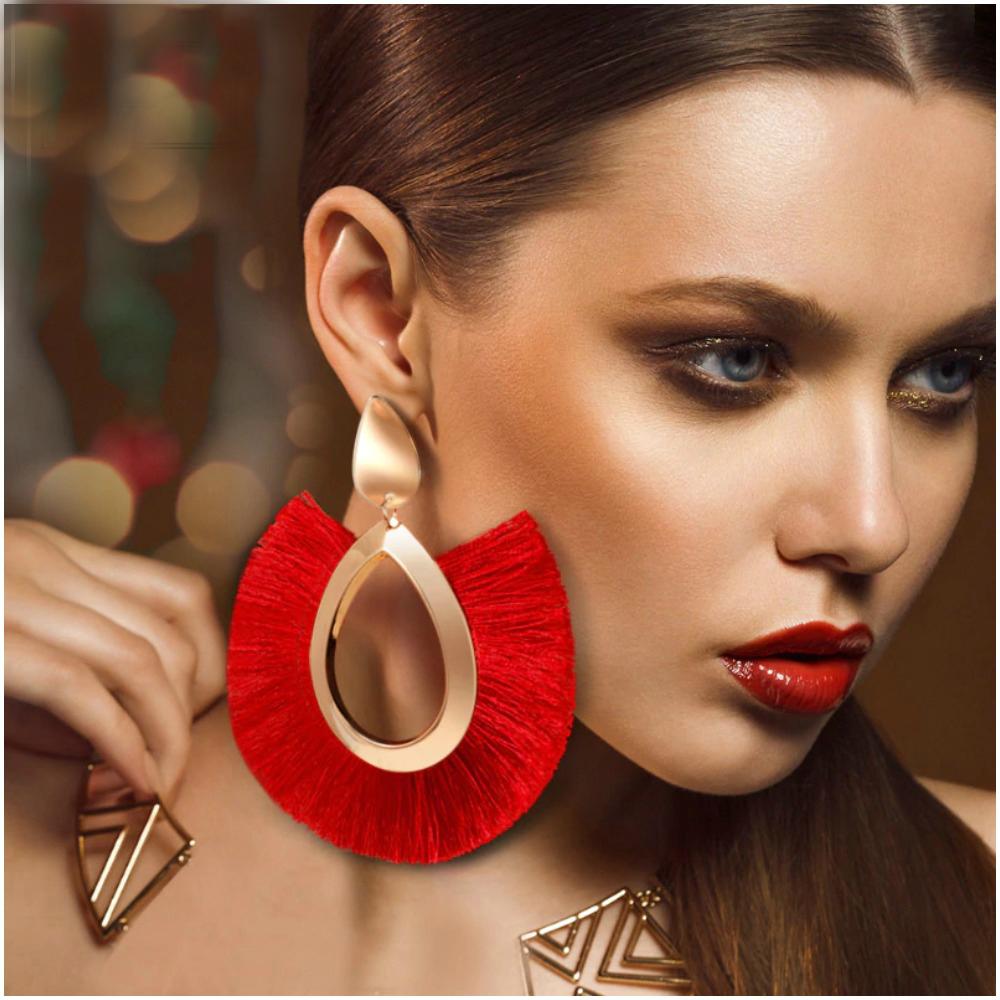 Bohemian Chic Fächerohrringe mit Quasten und Fransen