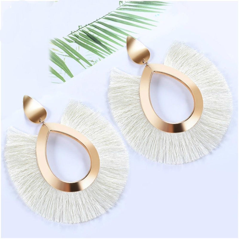 Bohemian Chic Fächerohrringe mit Quasten und Fransen