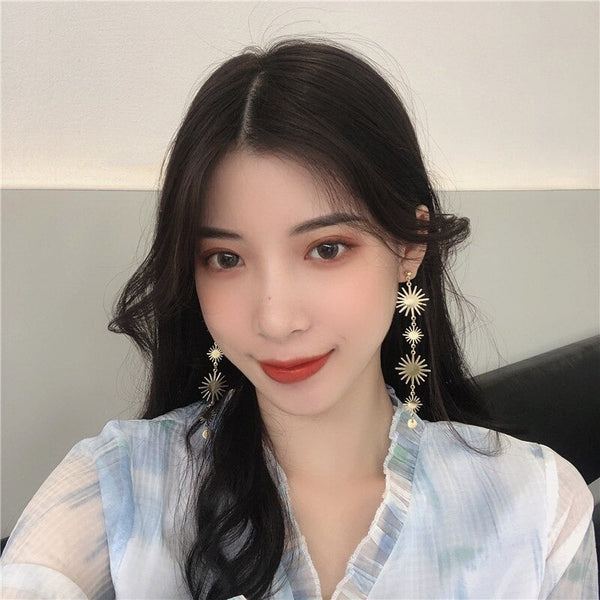 Bohemian Fashion Starburst Lange Quasten Ohrringe