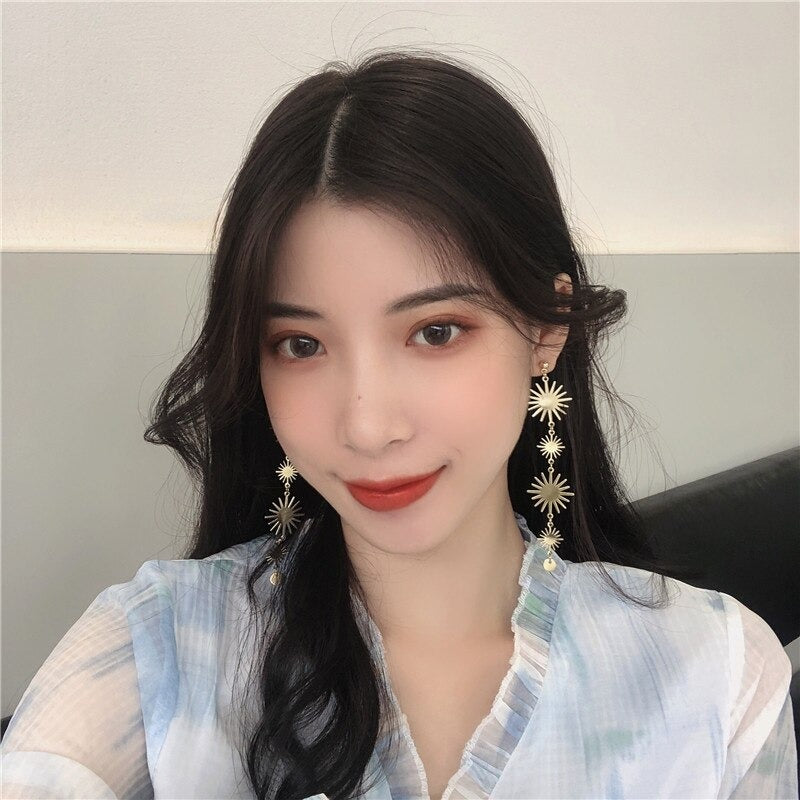 Bohemian Fashion Starburst Lange Quasten Ohrringe