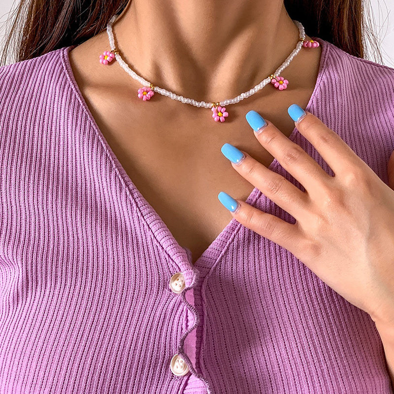 Böhmische handgemachte bunte Blumen-Gänseblümchen-Perlen-Halsketten