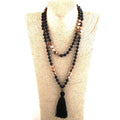 Schmuck im Bohemian-Stil mit Quastenkette aus Perlen und Steinen