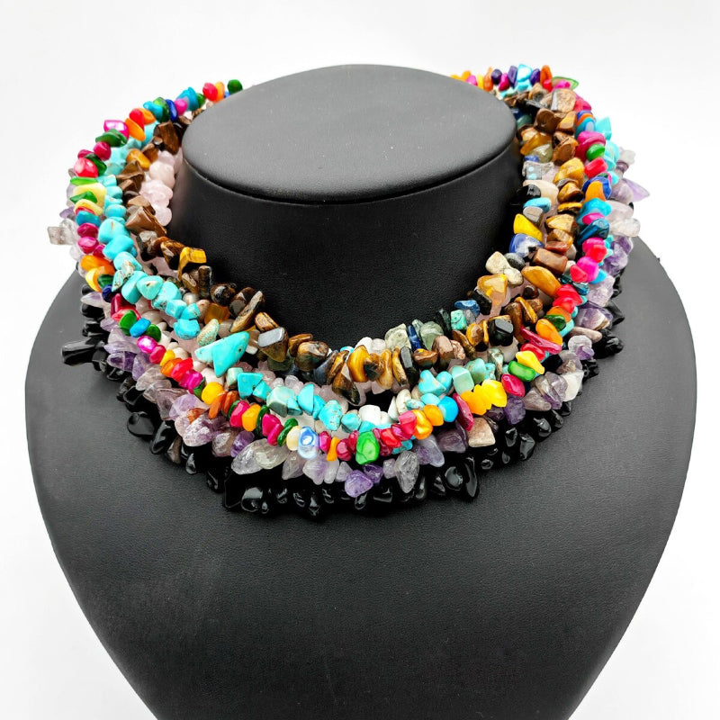 Böhmischer Stil Naturstein Perlen Choker Halsketten und Armbänder Schmuck