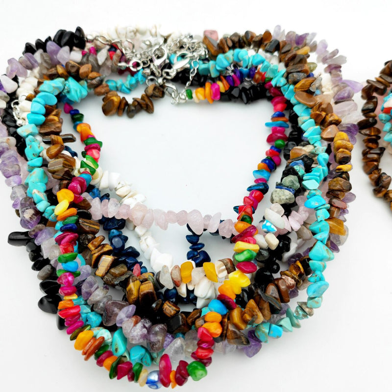 Böhmischer Stil Naturstein Perlen Choker Halsketten und Armbänder Schmuck