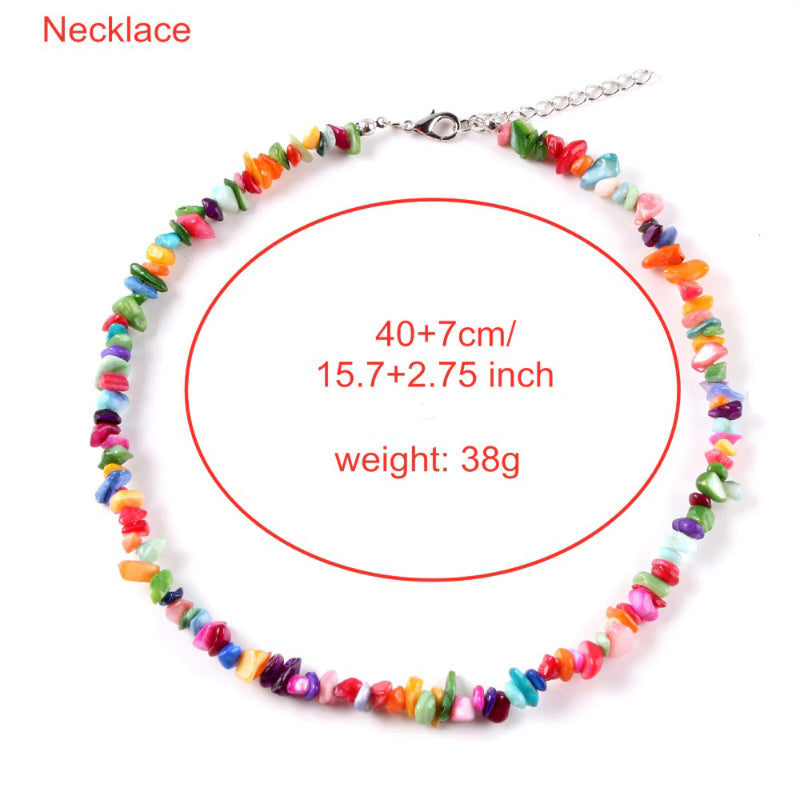 Böhmischer Stil Naturstein Perlen Choker Halsketten und Armbänder Schmuck