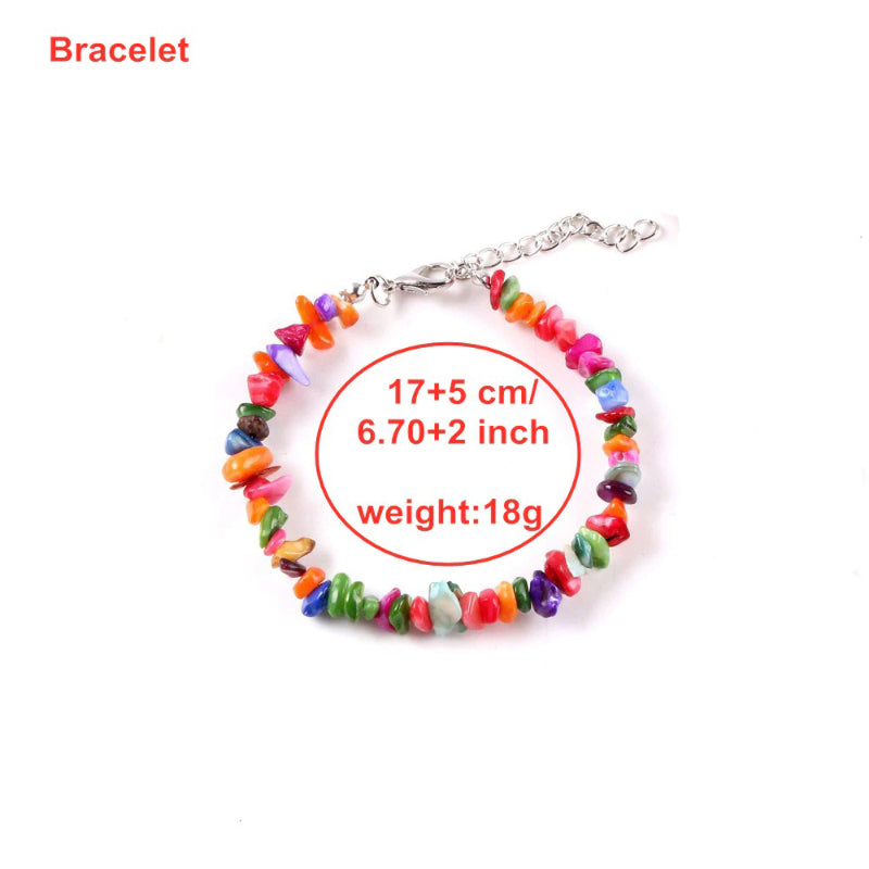 Böhmischer Stil Naturstein Perlen Choker Halsketten und Armbänder Schmuck