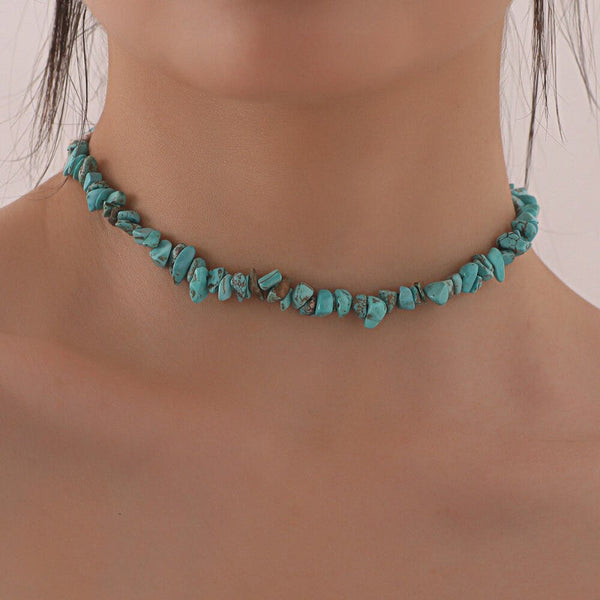 Böhmischer Stil Naturstein Perlen Choker Halsketten und Armbänder Schmuck