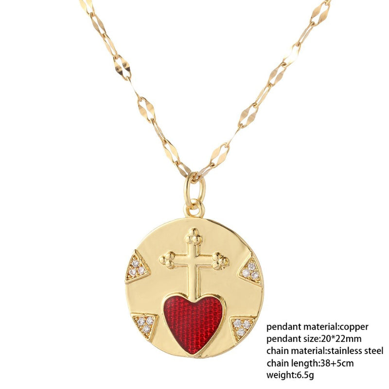 Böhmischer Stil Rotes Herz Modische Anhänger Halsketten