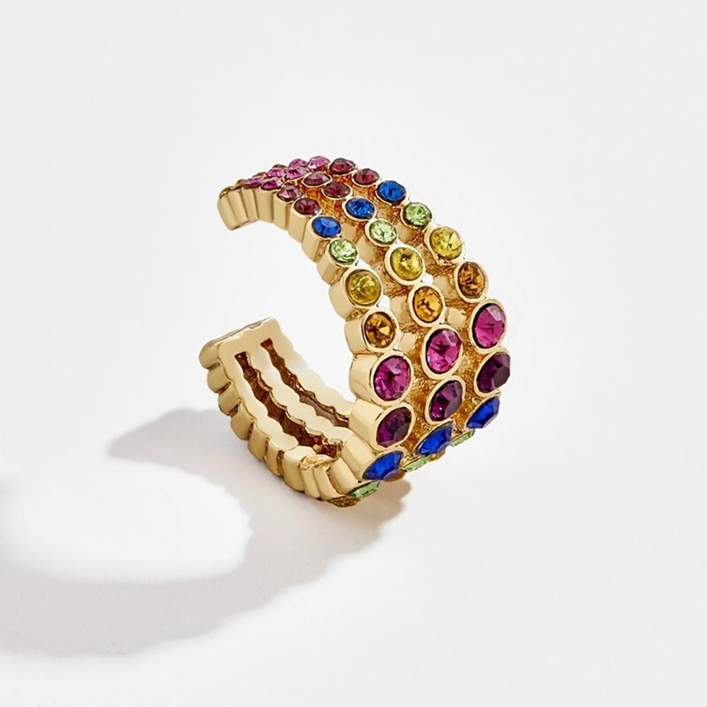 Stapelbare Perlen-Ohrmanschette im Bohemian-Stil mit Strass-Ohrringen