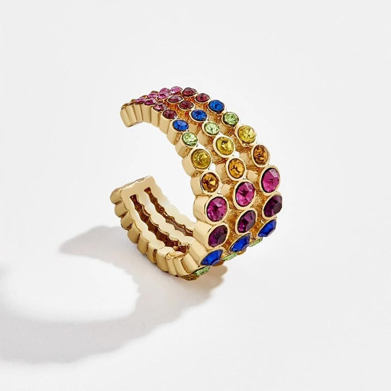 Stapelbare Perlen-Ohrmanschette im Bohemian-Stil mit Strass-Ohrringen