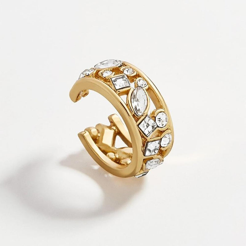 Stapelbare Perlen-Ohrmanschette im Bohemian-Stil mit Strass-Ohrringen