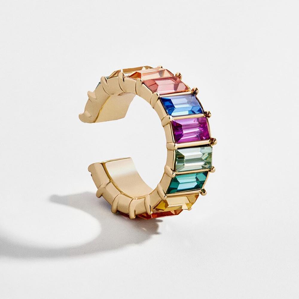 Stapelbare Perlen-Ohrmanschette im Bohemian-Stil mit Strass-Ohrringen