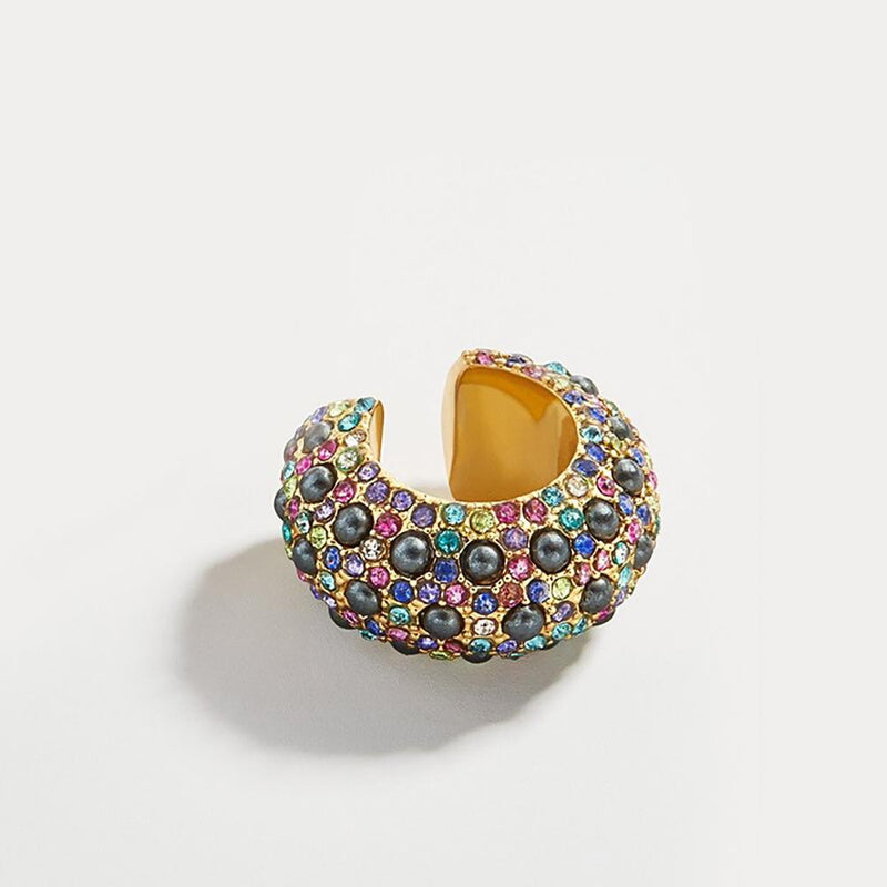 Stapelbare Perlen-Ohrmanschette im Bohemian-Stil mit Strass-Ohrringen