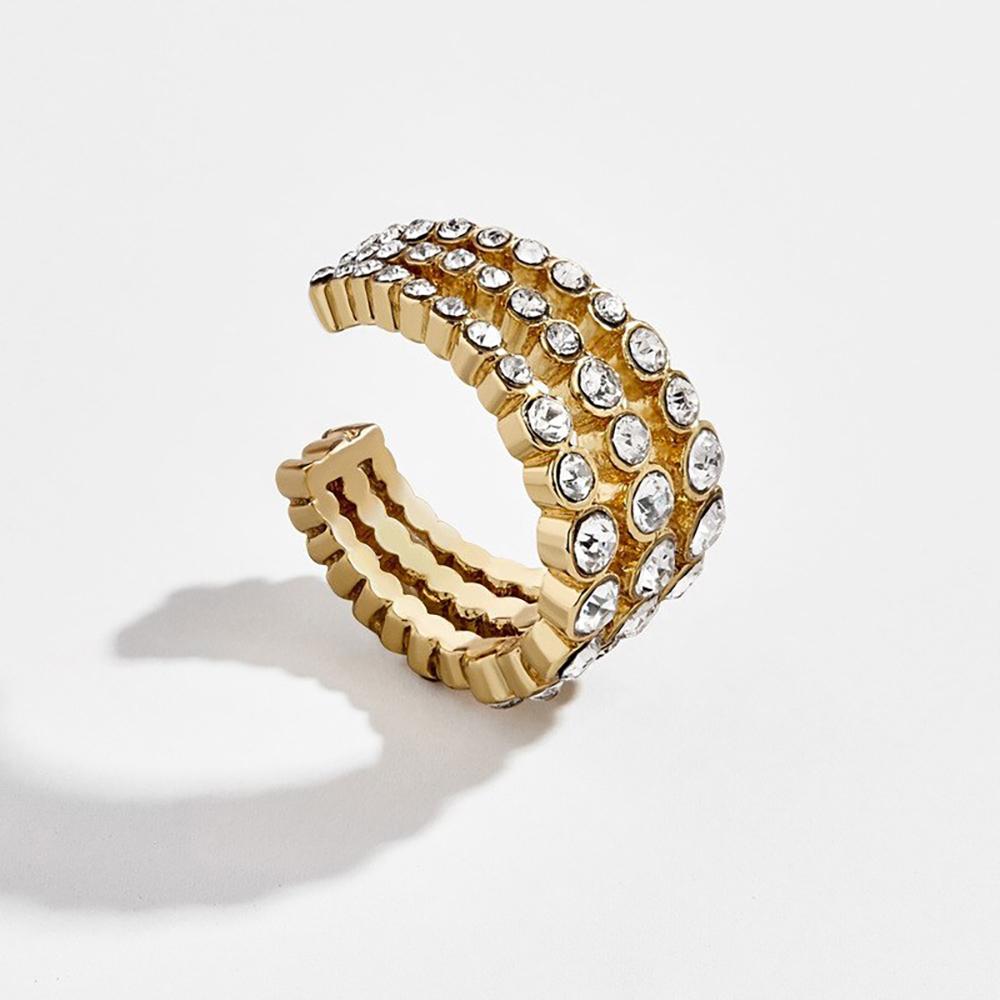 Stapelbare Perlen-Ohrmanschette im Bohemian-Stil mit Strass-Ohrringen