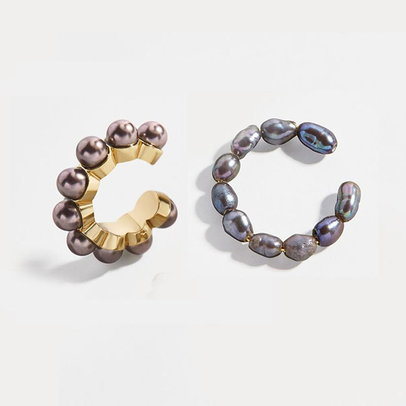 Stapelbare Perlen-Ohrmanschette im Bohemian-Stil mit Strass-Ohrringen